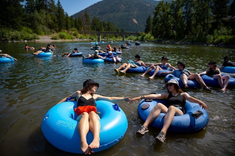 Students floating the Clark Fork River