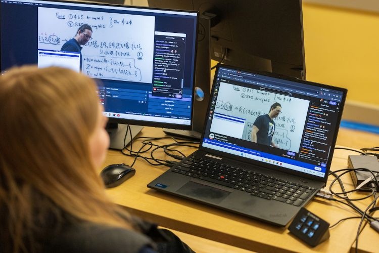 A student tunes into an online class