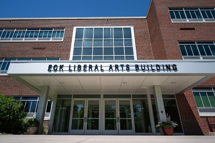 The outside of Eck Hall