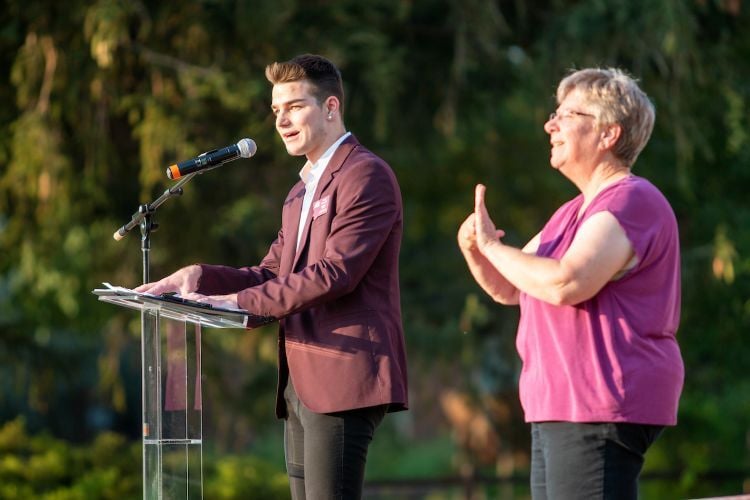 ASUM Student President giving an outdoor speech