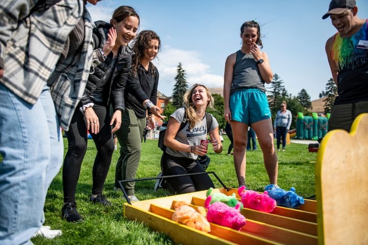 Students having fun on The Oval