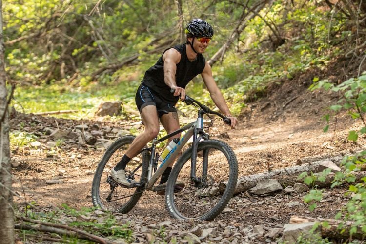 Mountain biking in a Montana forest