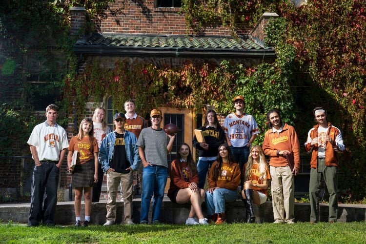 Students wearing the throwback copper and gold colors of the University of Montana