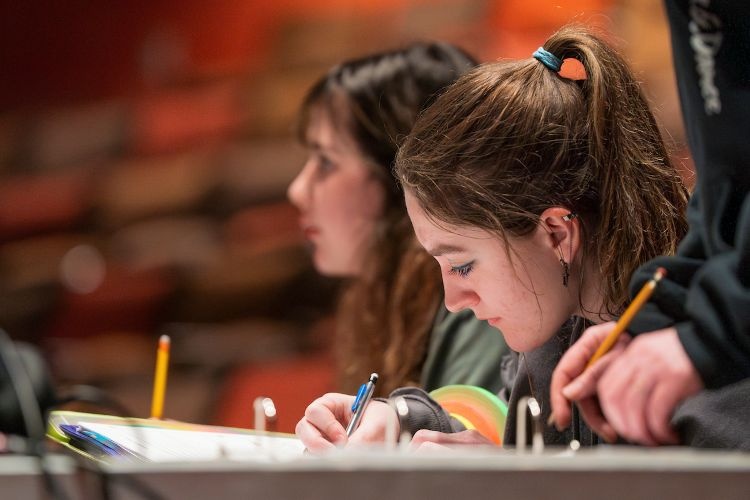 A student taking a test