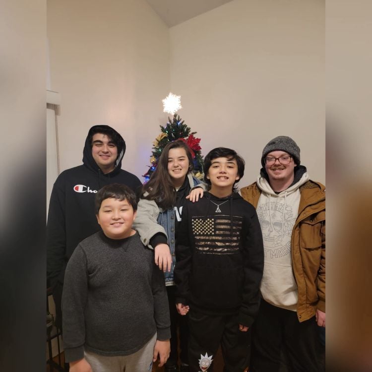 Roo Gibson-Anderson with her family