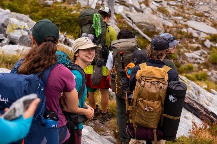Students hiking during the First-Year Wilderness Experience
