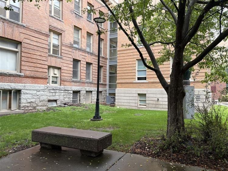 cozy bench spot outside of the math building