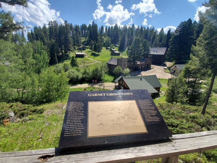 A plaque above Garnett Ghost Town