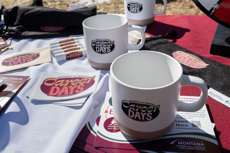 Mugs and other swag for UM Career Days