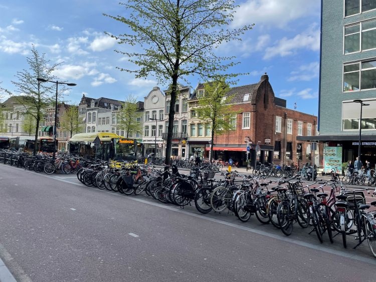 A huge collection of bicycles parked in Amiens, France
