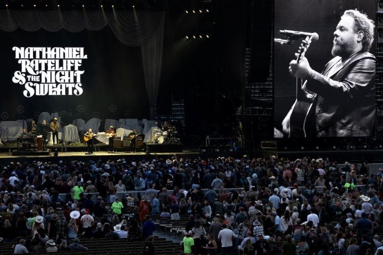 Nathaniel Rateliff performing at Washington-Grizzly Stadium