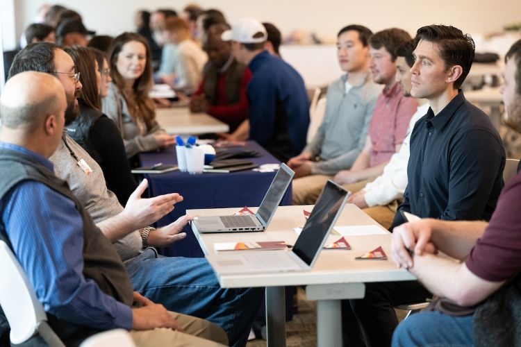 Students and employers at a job fair