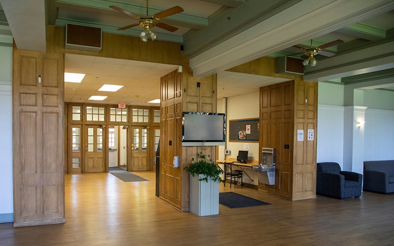 Interior lobby of Elrod Hall