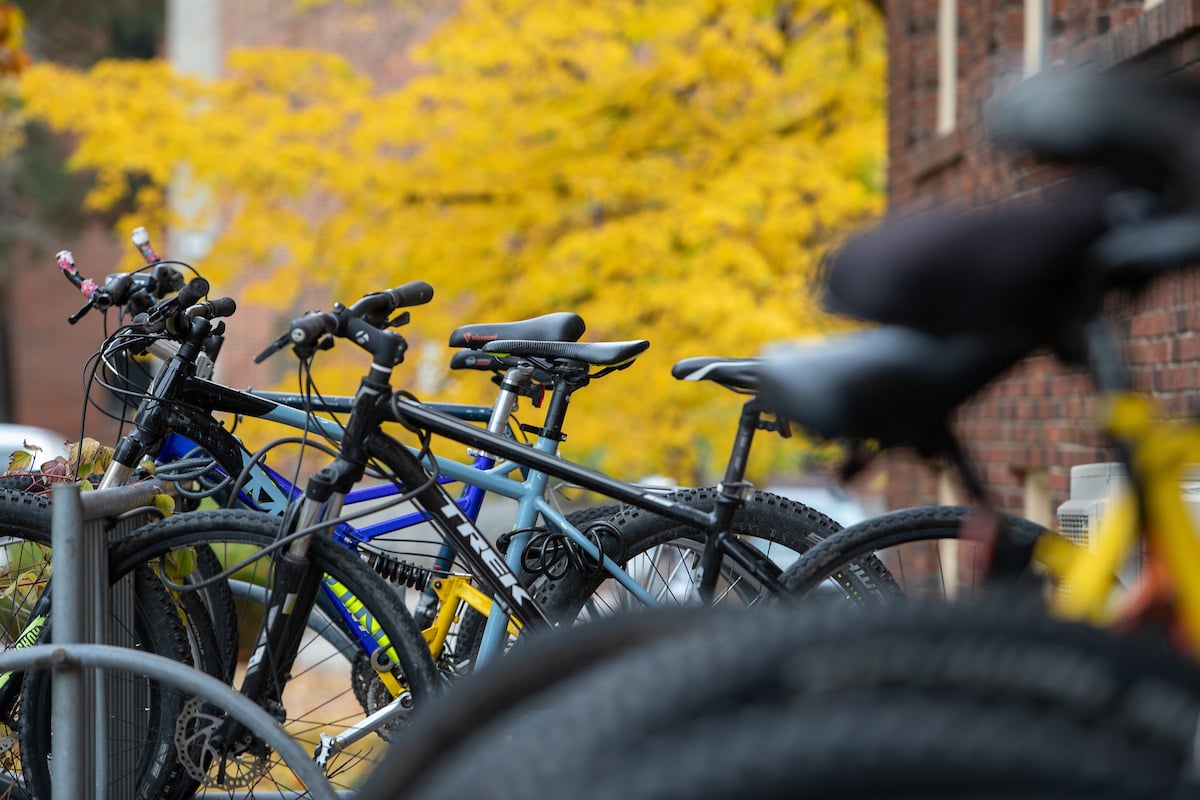Full bike racks at the University of Montana