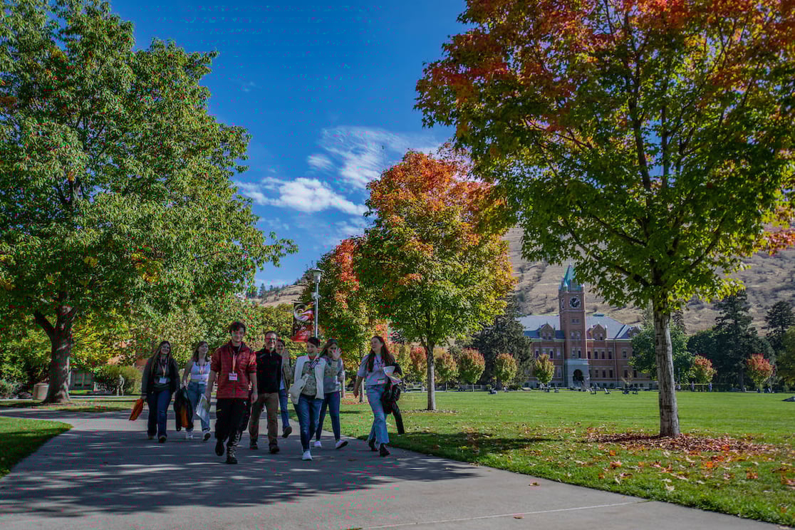 Prospective students taking a guided tour at the University of Montana